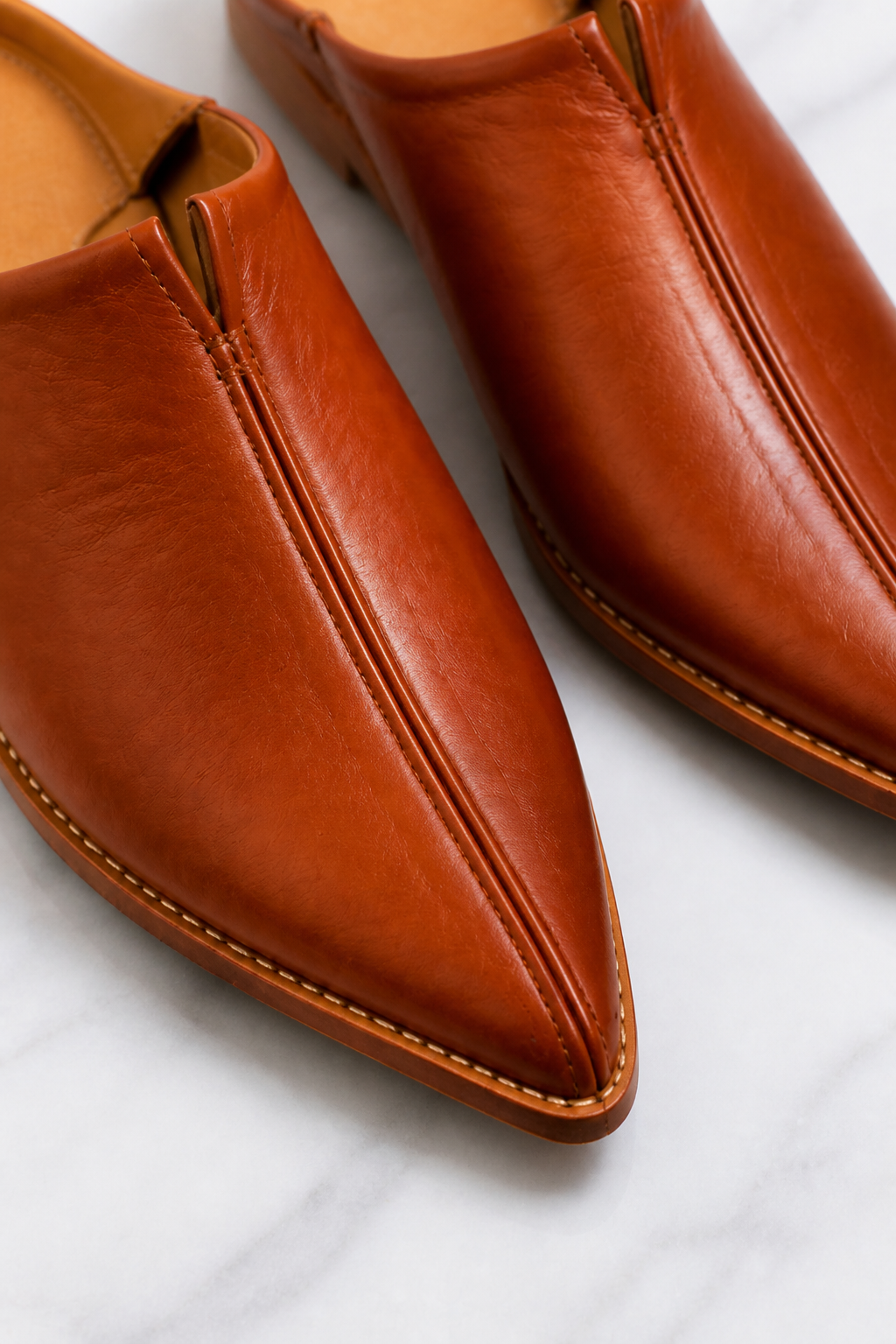Balgha cuir cognac — Broderie — bldi couture