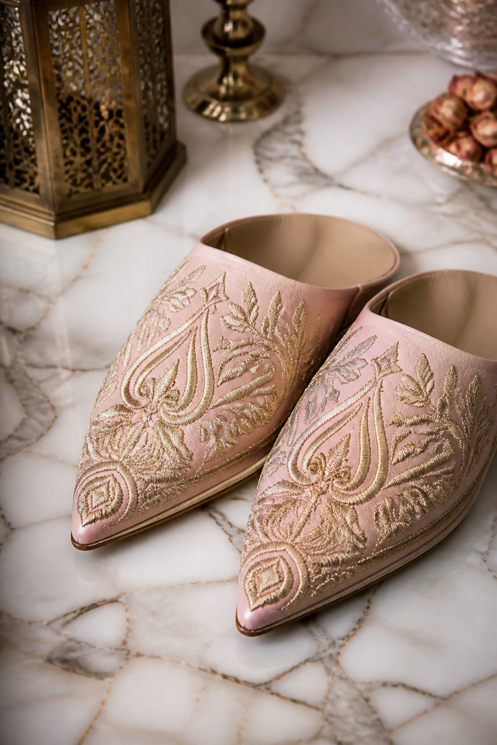 بلغة نسائية وردية وذهب — bldi couture