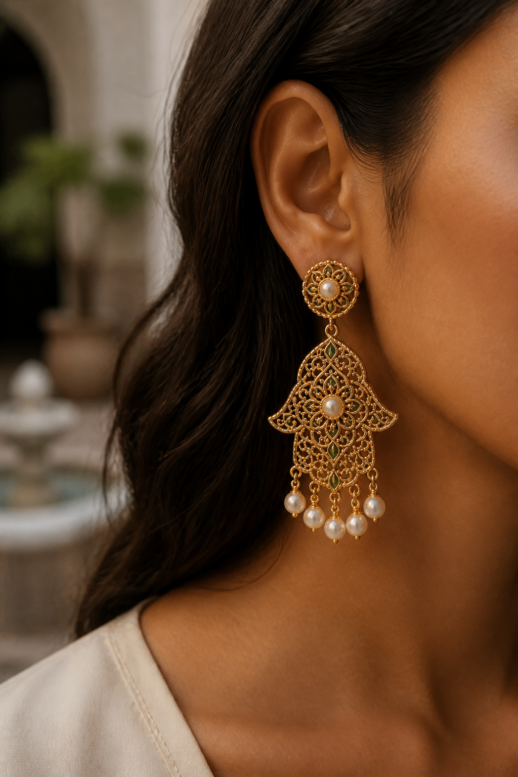Bracelet khmissa or — Porté — bldi couture