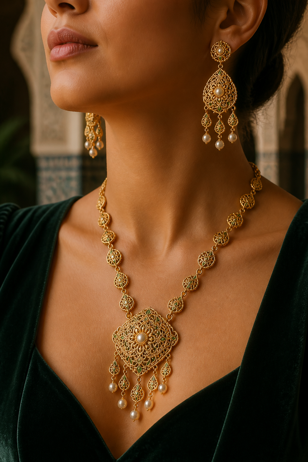 Broche filigrane Fès — Porté — bldi couture