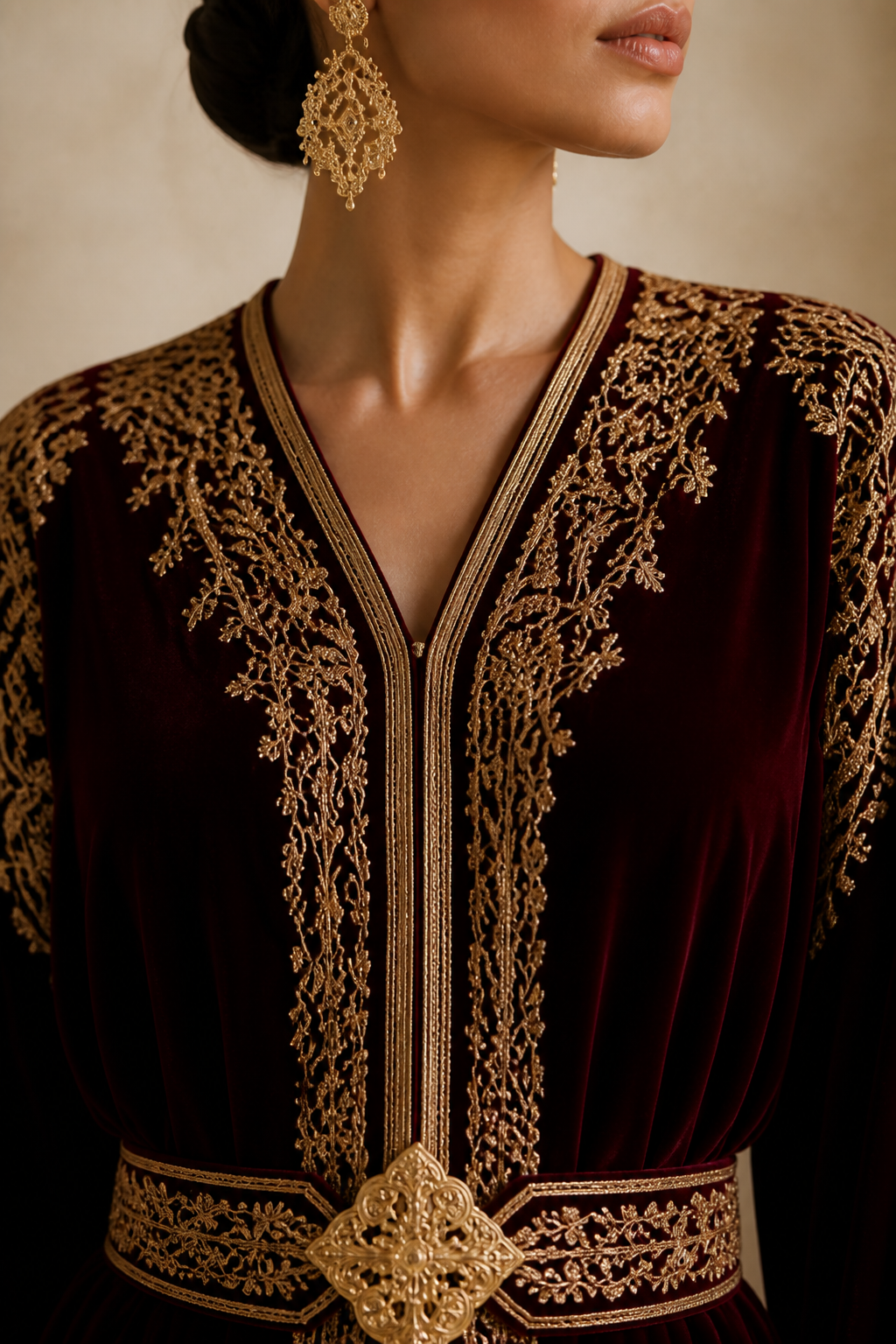 قفطان ساتان أسود — Broderie — bldi couture