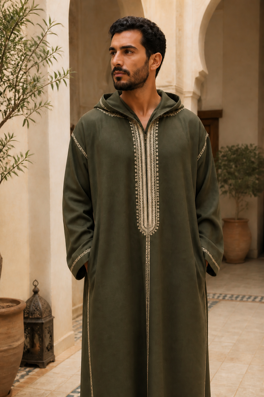 جلباب أخضر زيتوني — bldi couture