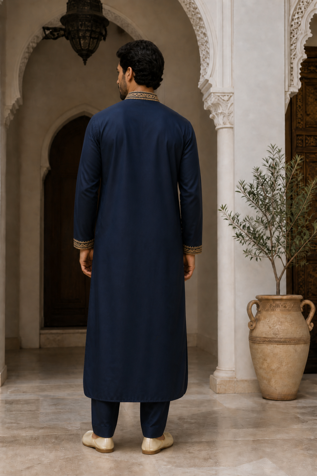Qamis bleu nuit — Dos — bldi couture